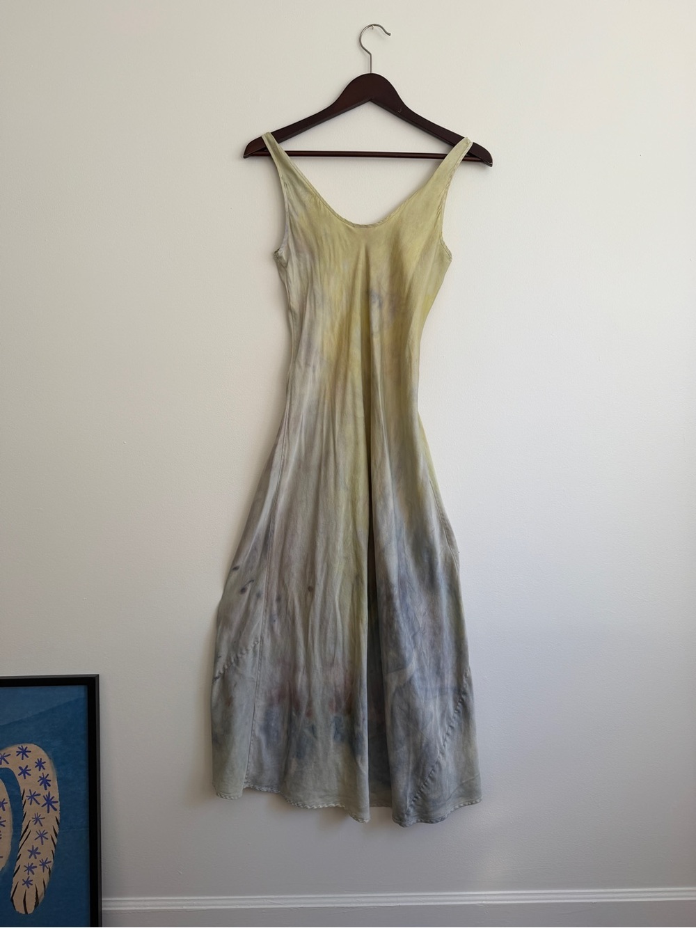 Vintage Hand Dyed Silk Dress with Subtle Multicolor Wash - Picture 16 of 16